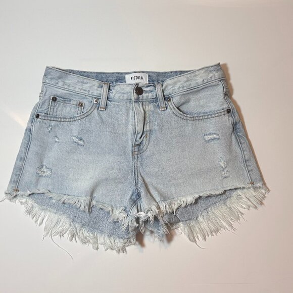 Pistola Gigi Low Rise Cut Off Short - Vivid Distressed, Size 25 - Picture 4 of 6